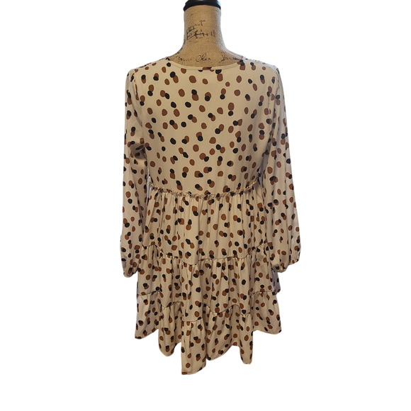 Altar'd state spotted dress w/ long sleeves, lined, knee length, size small - Picture 2 of 6